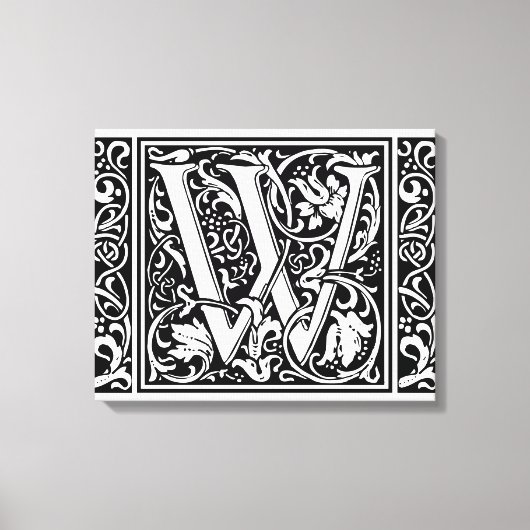 Letter W Mittelalterliche Monogram Art Nouveau Leinwanddruck (Vorderseite)