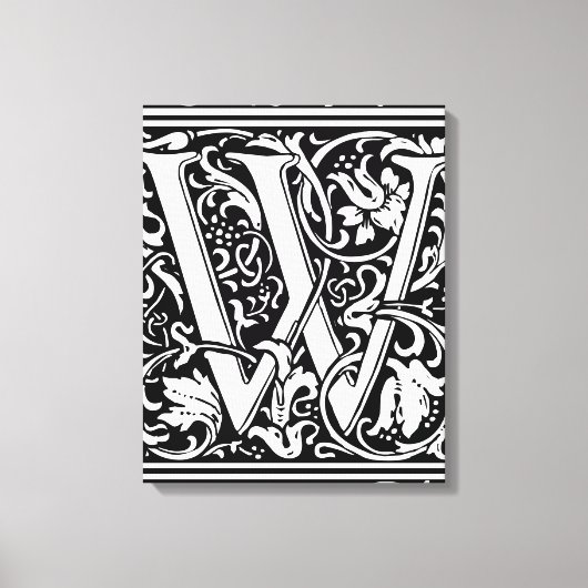 Letter W Mittelalterliche Monogram Art Nouveau Leinwanddruck (Vorderseite)