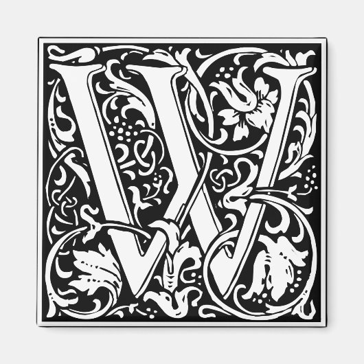 Letter W Mittelalterliche Monogram Art Nouveau Magnet (Vorne)