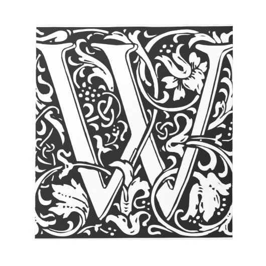 Letter W Mittelalterliche Monogram Art Nouveau Notizblock (Vorderseite)