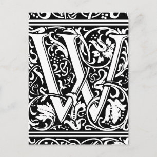 Letter W Mittelalterliche Monogram Art Nouveau Postkarte