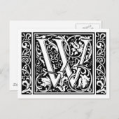 Letter W Mittelalterliche Monogram Art Nouveau Postkarte (Vorne/Hinten)
