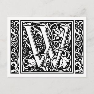 Letter W Mittelalterliche Monogram Art Nouveau Postkarte