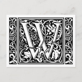 Letter W Mittelalterliche Monogram Art Nouveau Postkarte