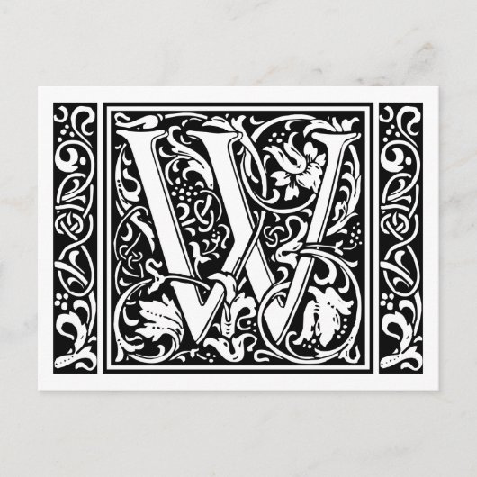 Letter W Mittelalterliche Monogram Art Nouveau Postkarte (Vorderseite)