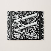 Letter W Mittelalterliche Monogram Art Nouveau Puzzle (Horizontal)