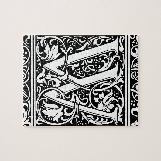 Letter W Mittelalterliche Monogram Art Nouveau Puzzle (Horizontal)