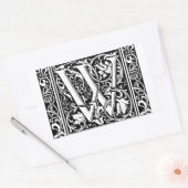 Letter W Mittelalterliche Monogram Art Nouveau Rechteckiger Aufkleber (Umschlag)