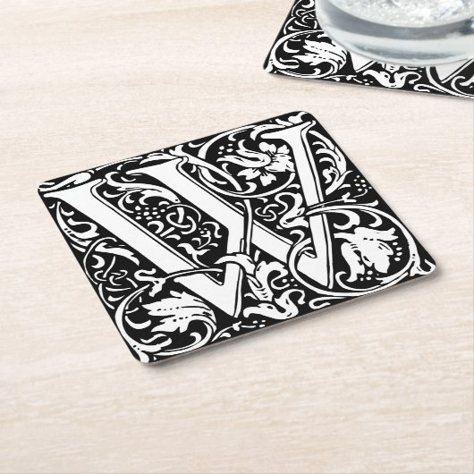 Letter W Mittelalterliche Monogram Art Nouveau Rechteckiger Pappuntersetzer (angewinkelt)