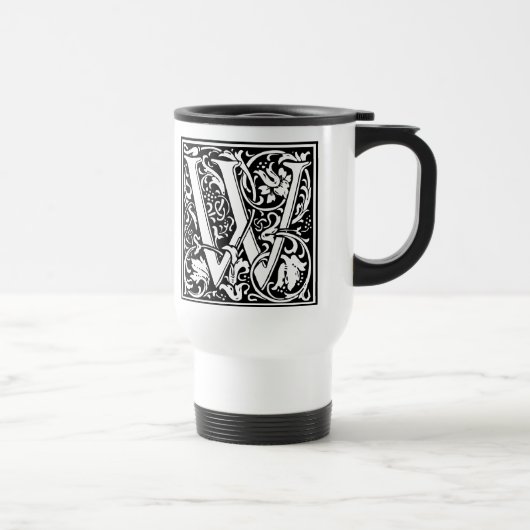 Letter W Mittelalterliche Monogram Art Nouveau Reisebecher (Rechts)