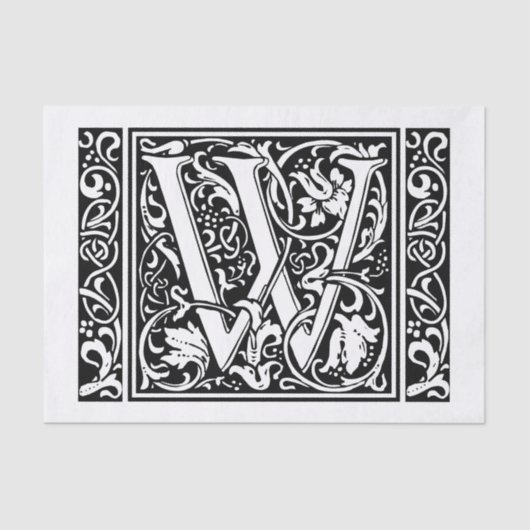 Letter W Mittelalterliche Monogram Art Nouveau Seidenpapier (Vorderseite)