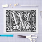 Letter W Mittelalterliche Monogram Art Nouveau Seidenpapier (Handwerk)