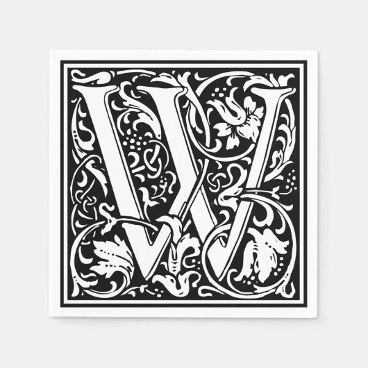 Letter W Mittelalterliche Monogram Art Nouveau Serviette (Vorderseite)