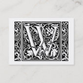 Letter W Mittelalterliche Monogram Art Nouveau Visitenkarte (Rückseite)