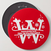 Letter W Monogram Anfangsname Familienname Gruß Button (Vorne & Hinten)