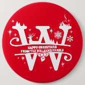 Letter W Monogram Anfangsname Familienname Gruß Button (Vorderseite)