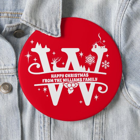 Letter W Monogram Anfangsname Familienname Gruß Button (Beispiel)