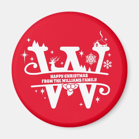Letter W Monogram Anfangsname Familienname Gruß Magnet (Vorne)