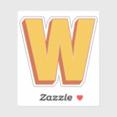 Letter W Monogram, Bold 3D Type Font Initial Aufkleber (Blatt)