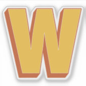 Letter W Monogram, Bold 3D Type Font Initial Aufkleber (Vorderseite)