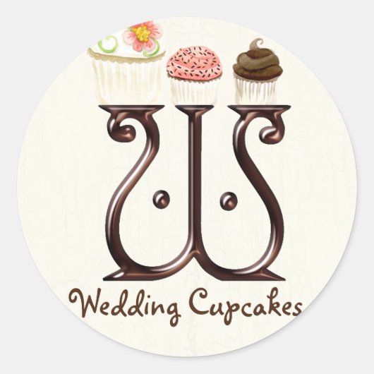 Letter W Monogram Cupcake Logo Business-Aufkleber Runder Aufkleber (Vorderseite)