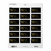 Letter W Monogram Gold Address Label Adressaufkleber (Vorne)