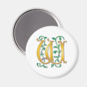 Letter W Monogram Magnet (Vorderseite/Rückseite)