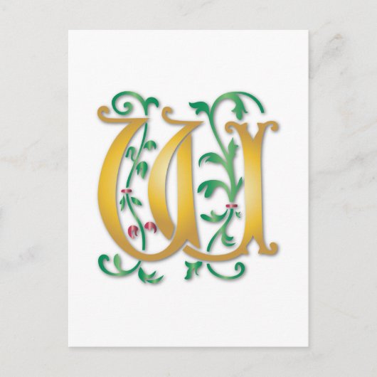 Letter W Monogram Postkarte (Vorderseite)