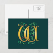 Letter W Monogram Postkarte (Vorne/Hinten)