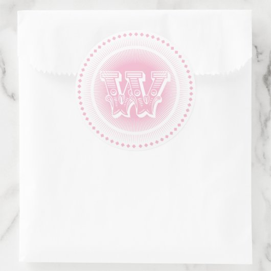 Letter W Monogram Round Stickers (Tasche)