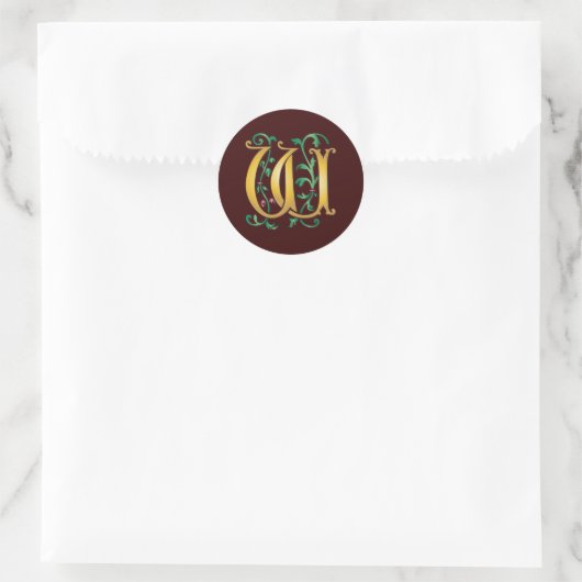 Letter W Monogram Runder Aufkleber (Tasche)