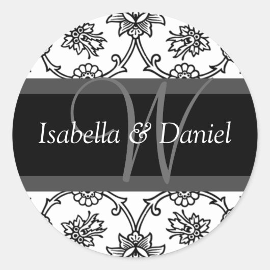 Letter W Monogram Siegel Stickers (Vorderseite)