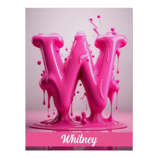 Letter W, Monogram W - Customizable Name Poster  (Vorderseite)
