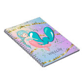 Letter W Monogram Watercolor Niedlich Mermaid Kind Notizblock (Rechte Seite)