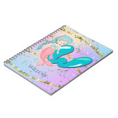 Letter W Monogram Watercolor Niedlich Mermaid Kind Notizblock (Linke Seite)