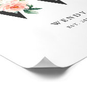 Letter W Monogram Watercolor Peach Florals Kinderz Poster (Ecke)