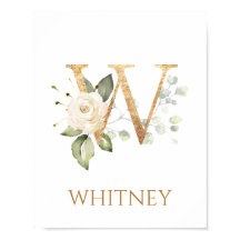 Letter W Monogram white Creme Rose Kinderzimmer Po