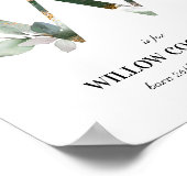 Letter W New Baby Monogram Birth Print Green Poster (Ecke)