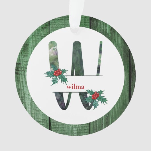 *~* Letter W Rustikales Weihnachtsfest FOTO Holz A Ornament (Vorderseite)