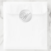 Letter-W-Skript erste Imitate Silber-Monogramm-Gef Runder Aufkleber (Tasche)