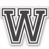 Letter W sporty Uni Schriftart-Alphabet Aufkleber (Vorderseite)