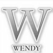 Letter W Two-Tone Silver Gray und Name Aufkleber (Vorderseite)