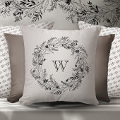Letter W Warm Gold Botanical Monogram Kissen