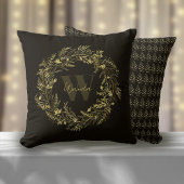 Letter W Warm Gold Botanical Monogram Kissen
