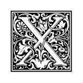 Letter X Art Nouveau Schwarz/Weiß Tile Permastempel (Design)