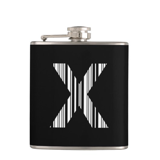 LETTER X BAR CODE Erstes erstes Barcode-Muster Flachmann (Vorderseite)