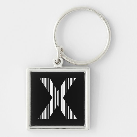 LETTER X BAR CODE Erstes erstes Barcode-Muster Schlüsselanhänger (Vorne)