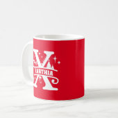 Letter X Christmas Monogram, Anfangsname Rot Kaffeetasse (Vorderseite Links)