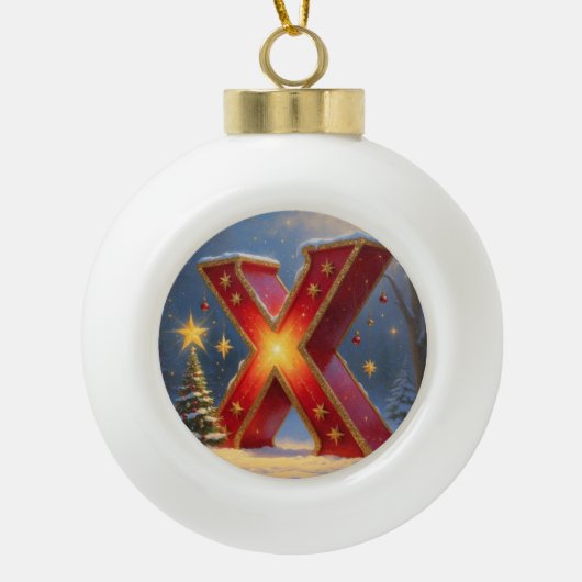 Letter X Christmas Xmas Personalized Initial Keramik Kugel-Ornament (Vorderseite)