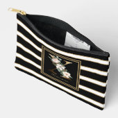 Letter X Floral Monogram Schwarz-weiße Streifen Zubehörtasche (Offen)
